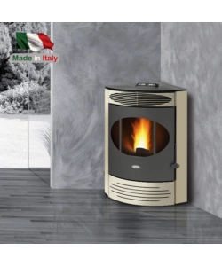 Stufa a pellet angolare ventilata caris "gemma" avorio 10,5 kw